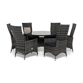 Round Matgrupp Ø140 6 Jenny Ställbar Lenestol m Dyna Sort/Grå