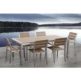 Vernio Trädgårdsmöbelset Med Bord+6 Stolar Tre/Natur 18357