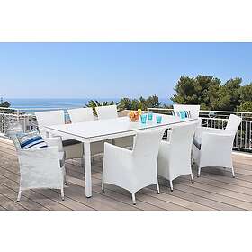 Italy Trädgårdsmöbelset Med Bord+8 Chairs Vit 59443