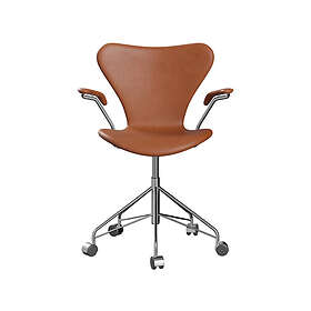 Fritz Hansen Sjuan 3217 helklädd kontorsstol kampanj mjuka hjul Leather wild walnut-chrome