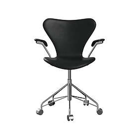 Fritz Hansen Sjuan 3217 helklädd kontorsstol kampanj mjuka hjul Leather wild black-chrome