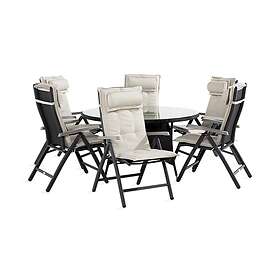 Comfort Garden Thor Matgrupp 140 Rund 6 Monaco Positionsstol m Dyna Sort/Grå/Off