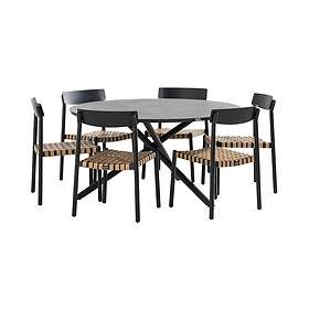Comfort Garden Alex Matgrupp 140 cm Rund 6 Buckle Matstol Svart/Grå stenlook/Beige