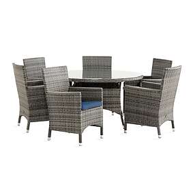 Comfort Garden Thor Matgrupp 140 Rund 6 Lyx Stol m Armledare Dyna Grey/Aintwood/