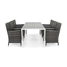 deNoord Tunis Matgrupp 205 6 Thor Lenestol Lyx m Armstöd Hvit/Grå/Aintwood