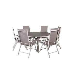 Venture Home Copacabana Matgrupp Rund Ø140cm 6 Positionsstolar Grey/Vit GR19048
