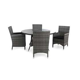 deNoord Thor Matgrupp Ø140 4 Lenestol Lyx m Armstöd Dyna Grå/Grå/Aintwood/Svart