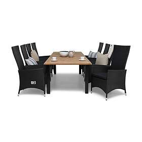 deNoord Las Vegas Matgrupp 220-280 8 Jenny Ställbar Fåtölj Inkl Dyna Teak/Svart/Grå