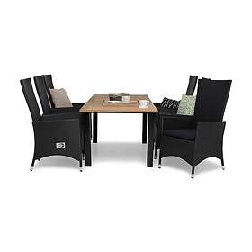 deNoord Las Vegas Matgrupp 152-210 6 Jenny Ställbar Lenestol Inkl Dyna Teak/Sort