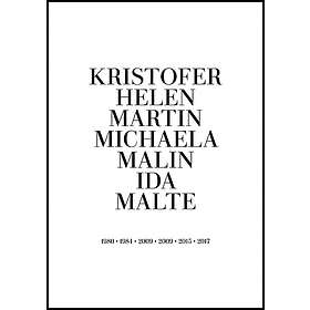 BGA Fotobutikk Familjetavla - 7 Namn & Födelseår - Vit