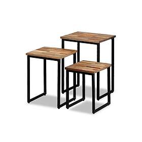 Factory Fellow Satsbord 3 delar massivt återvunnet teakträ Brun 245407