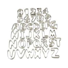 Relaxdays 10024276, silverkakskärare i 36 delar, kakskärare bokstäver och siffror, kakskärare rostfritt stål