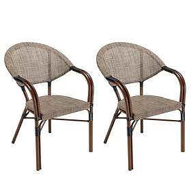 MACABANE Lot de 2 chaises jardin bistrot en acier textilène taupe VIANNEY