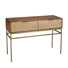 Macabane Console en bois de manguier 2 tiroirs motifs ethniques ALIX