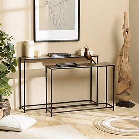 Macabane Set de 2 consoles gigognes aluminium doré et noir pieds métal JOHAN