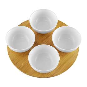 Ambition Set om 4 skålar med bambu-bricka Natural rund