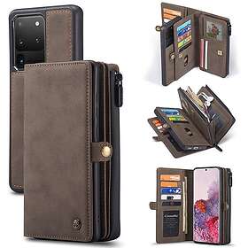 CaseMe Brun Plånboksfodral med Magnetskal för Samsung Galaxy S20 Ultra Kortfack 