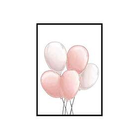 Gallerix Pink Balloons Illustration Pink/Vit 30x40 cm 2649-30x40
