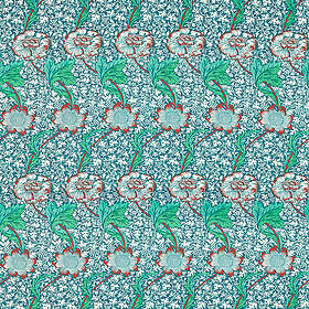 William Morris Kennet Aqua/Pink Tyg