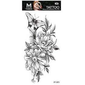 Tillfällig Tatuering 19 x 9cm Ett par blommor m fjäril