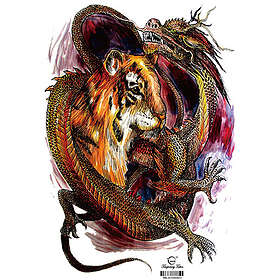 HEL RYGGTAVLA! Tillfällig Tatuering 48 x 34cm lejon drake