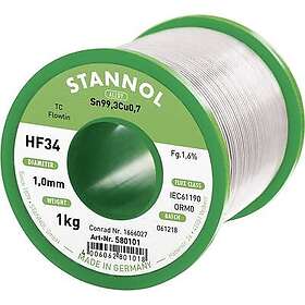 Stannol HF34 1,6% 1,0MM FLOWTIN TC CD 1000G blyfri Spole 1 mm SN99.3CU0.7