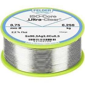 Felder Löttechnik ISO-Core Ultra Clear SAC305 Lödtenn Spole Sn96,5Ag3Cu0,5 0,250kg 0,75 mm