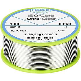 Felder Löttechnik ISO-Core Ultra Clear SAC305 Lödtenn Spole Sn96,5Ag3Cu0,5 0,250kg 1 mm