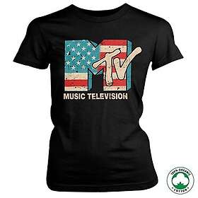MTV Distressed USA-Flag Organic Girly T-Shirt (Dam)