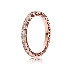 Pandora 14k Rose Gold-Plated 180963CZ Hearts of ring 17.20mm / 54