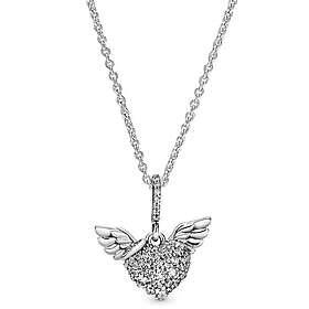 Pandora Celestial Pavè Heart & Angel Wings halsband 398505C01