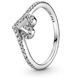 Pandora ring Stackable Sparkling Wishbone Heart 199302C01-56