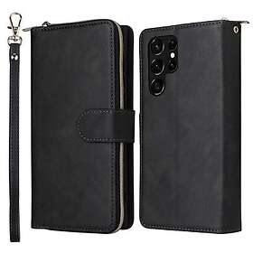 Zipper Magnet Leather Wallet Samsung Galaxy S23 Ultra Svart