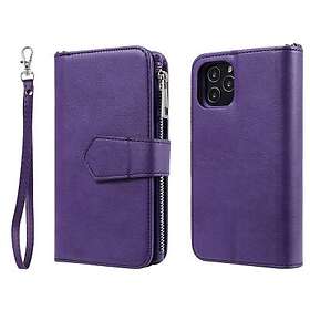 Zipper Magnet Leather Wallet iPhone 12/12 Pro Lila