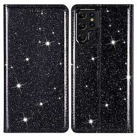 Glitter Plånboksfodral Samsung Galaxy S22 Ultra Svart