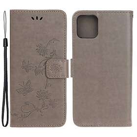 Läderfodral Fjärilar iPhone 13 Mini Grå