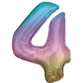 Sifferballong 86 cm hög rainbow, siffran 4 – pynta födelsedagskalaset!