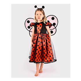 Nyckelpiga klänning med vingar och diadem. Storlek: 98-104