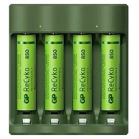 GP Batteries ReCyko Batteriladdare Everyday 4x 850 mAh AAA på köpet Grön