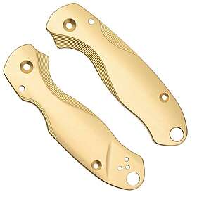 Spyderco Flytanium Lotus Brass Scales for Para 3, Stonewash FLY-1014