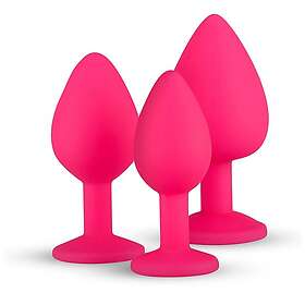 EasyToys Silicone Buttplug Set With Diamond, Pink