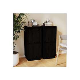 Skänkar 2 st svart 31,5x34x75 cm massiv furu Svart 813389