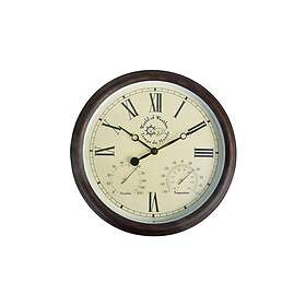 Esschert Design Stationsklocka med termo-hygrometer 30,5 cm Brun 411489