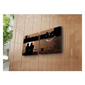 Dekorativ Canvasmålning med Klocka 2 Delar Flerfärgad 228CLA2616