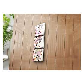 Dekorativ Canvasmålning med Klocka 3 Delar Flerfärgad 228CLA2681