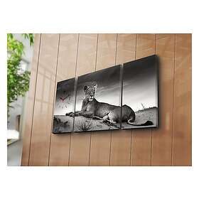 Dekorativ Canvasmålning med Klocka 3 Delar Flerfärgad 228CLA3632