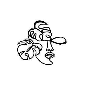 Face And Leaf Väggdekor Svart 891TNL1934