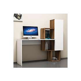 Hovdane Skrivebord 145 cm med oppbevaring Hyllor Skåp Brun/Vit 845HCT3802