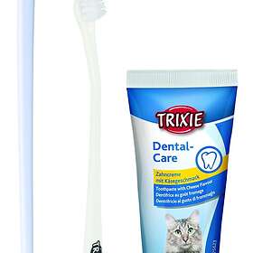 Trixie Tandvårdsset till katt, 2 borstar tandkräm med ostsmak