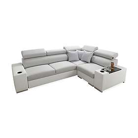 Perseo Sjeselongbäddsoffa 282x205x95 cm LED-belysning Beige/Grå/Vit